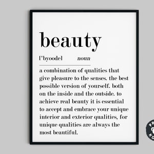 Beauty Definition Print, Dictionary Art Print, Printable Wall Art, Quote Prints, Minimalist Poster,  Definition Printable,  Digital Download