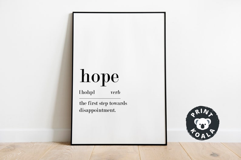 Hope Definition, Printable Wall Art, Hope Print, Hope Printable, Hope Lover Gift, Hope Wall Art, Wall Decor,Hope Sign Decor,Digital Download image 3