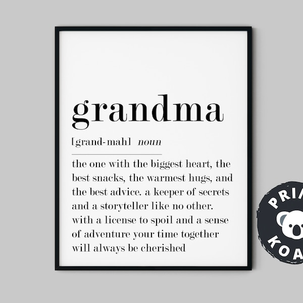 Granny Definition Poster With First Etsy