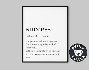 Success Definition, Office Wall Art, Home Office Decor, Success Gift, Motivational Prints, Inspirational Quote Prints, Printable Wall Art