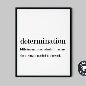Determination Definition Print, Motivational Poster, Inspirational Print, Gift for Friend, Office Decor, Wall Art,Gym Decor,Instant Download
