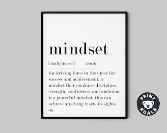 Mindset Definition, Office Wall Art, Home Office Print,  Inspirational Quote Prints,  Home Decor,  Motivational Prints,  Home Office Decor