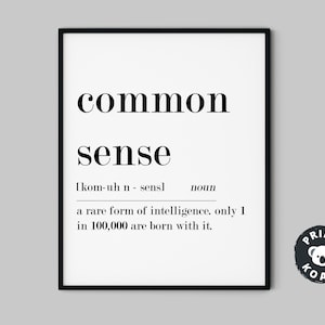 Common Sense Definition Print: Funny Office Wall Art (Digital Download)