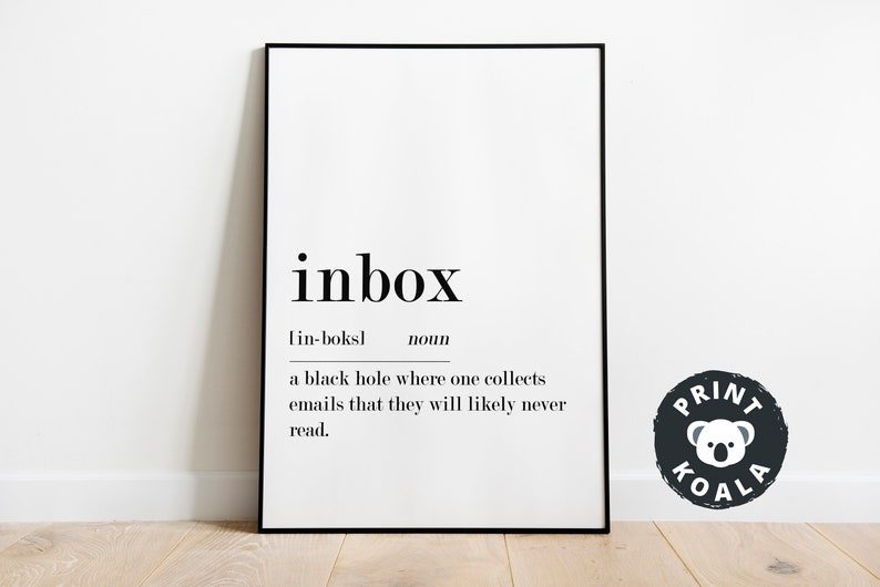 Inbox Definition Print Funny Home Office Sign Printable Wall Etsy