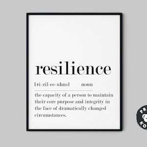 Resilience Definition Print: Modern Office Wall Art (Instant Download)
