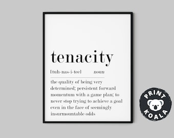 Tenacity Definition, Office Wall Art, Printable Wall Art, Home Office Decor, Motivational Prints,Inspirational Quote Prints,Digital Download