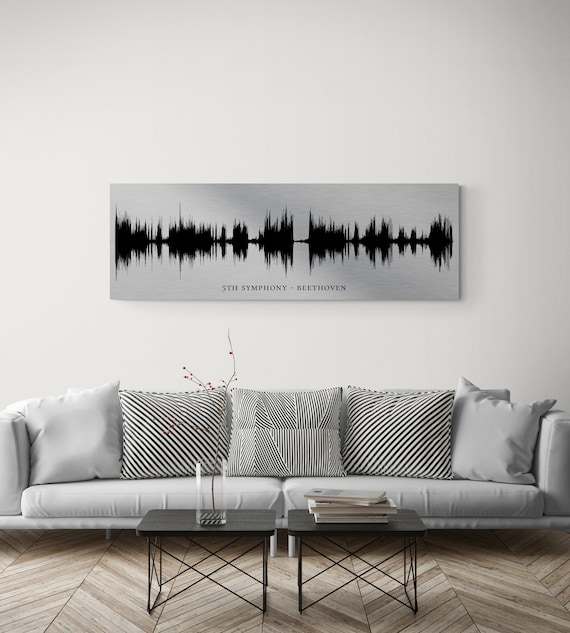 アート・デザイン・音楽 XLARGE 25TH ANNIVERSARY (with sign) 25th Anniversary Gift for Him, Sound Wave Art, Silver