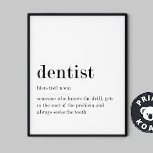 Dentist Definition Print: Modern Office Wall Art (Digital Download)
