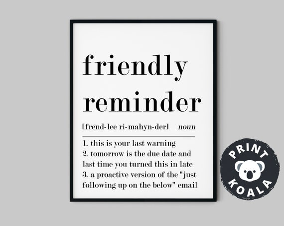 Funny Home Office Art, Friendly Reminder Definition Print, Funny  Definition, Home Decor, Home Office Poster,office Wall Art,digital Download  -  Canada