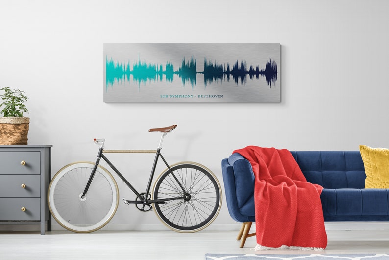 20 Year Anniversary gift, Platinum Sound Wave Art, Platinum Anniversary Gift for her, Platinum Soundwave Print image 5