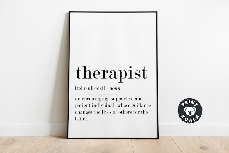 Therapist Definition Print Therapist Gift Printable Wall Etsy