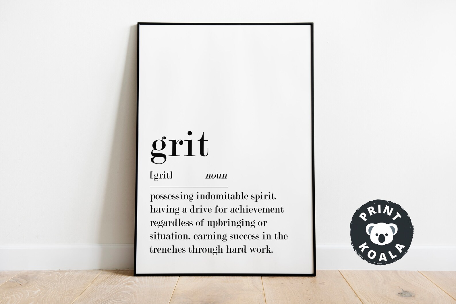 Grit Definition Print Home Office Printable Motivational Etsy