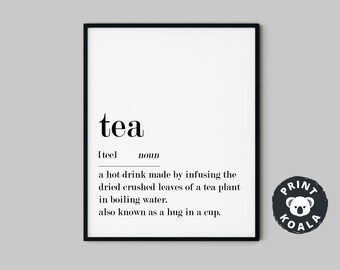 Tea Definition, Tea Lover Gift, Coffee Bar Decor, Kitchen Wall Decor, Tea Printable Definition, Tea Poster, Kitchen Print, Instant Download