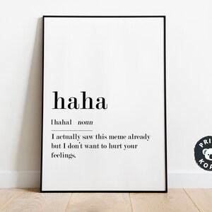 Haha Definition Printable, Joke Gift, Funny Definition Gift, Funny ...
