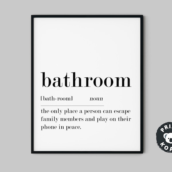 Bathroom Definition Print, Funny Bathroom Art, Bathroom Print, Bathroom Wall Decor, Washroom Print,Bathroom Poster,Bath Art,Digital Download