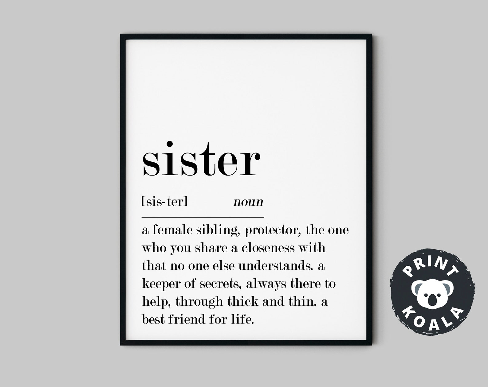 Sister Definition Sister Prints Wall Art Print Sister Gift Etsy