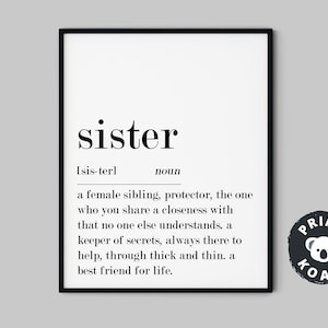 Sister Definition Print: Minimalist Wall Art (Digital Download)