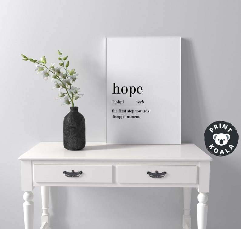 Hope Definition, Printable Wall Art, Hope Print, Hope Printable, Hope Lover Gift, Hope Wall Art, Wall Decor,Hope Sign Decor,Digital Download image 4