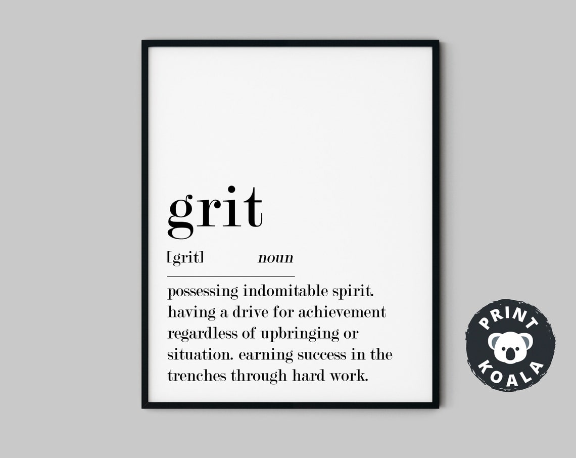 Grit Definition Print Home Office Printable Motivational Etsy