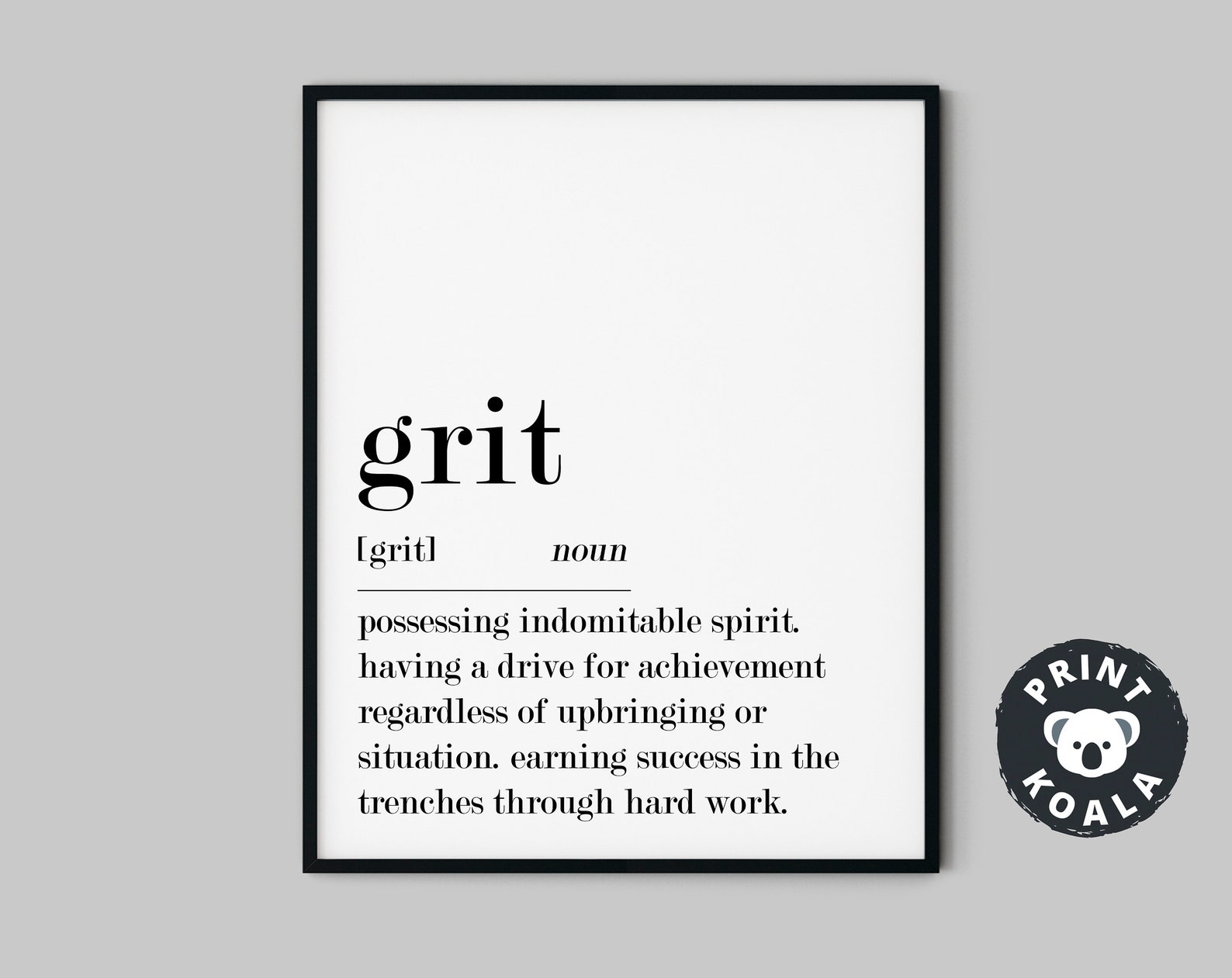 Grit Definition Print Home Office Printable Motivational Etsy