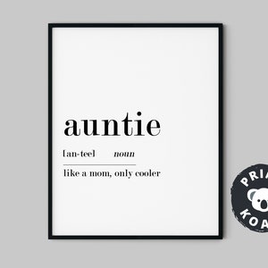 Auntie Definition Poster, Gift for Auntie, Definition Print, Auntie Definition, Aunt Definition, Aunty Print, Mothers Day Gift, Funny Prints