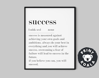 Success Definition, Office Wall Art, Success Gift, Home Office Decor, Motivational Prints, Inspirational Quote Prints, Printable Wall Art