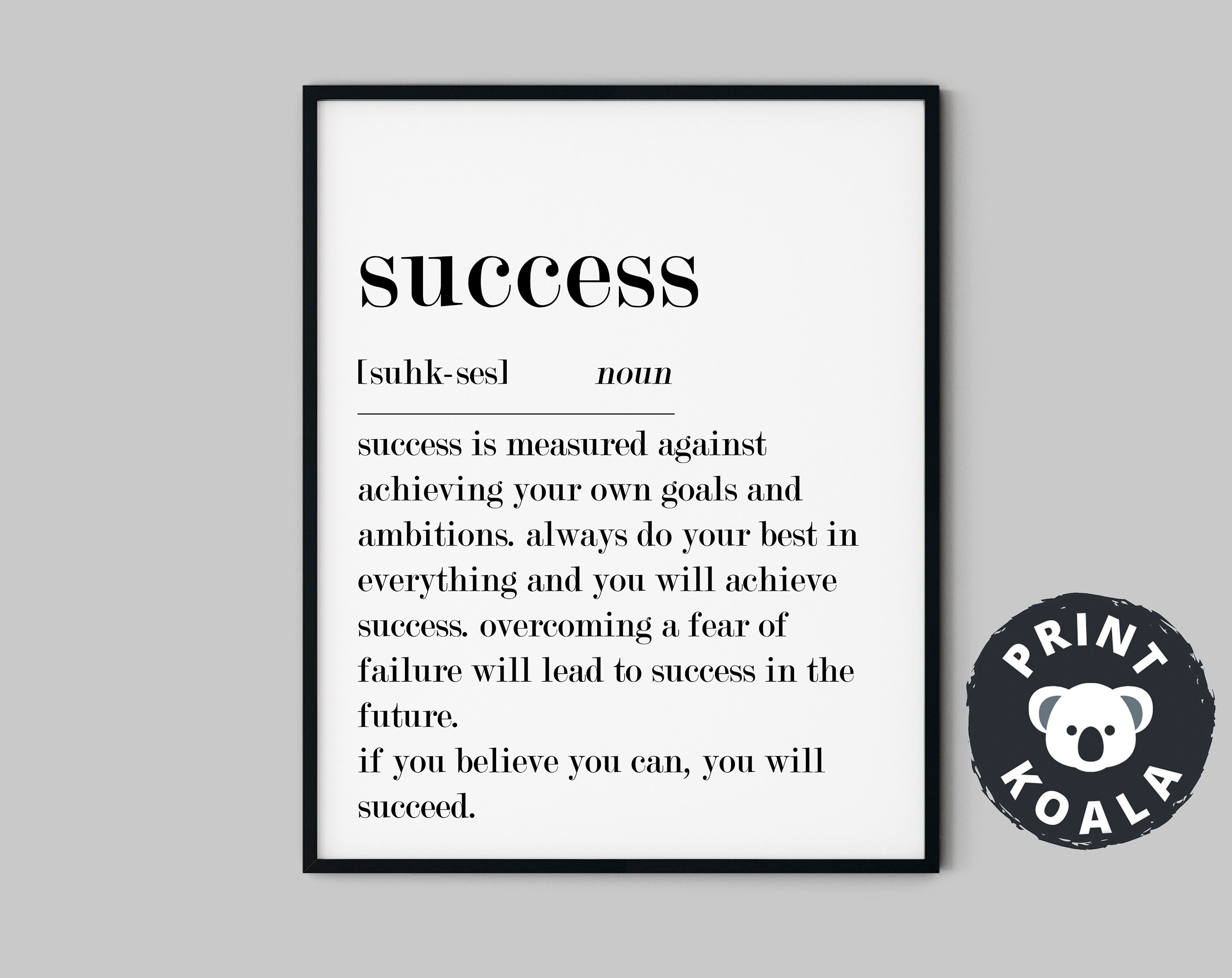 Success Definition, Office Wall Art, Success Gift, Home Office Decor, Motivational Prints, Inspirational Quote Prints, Printable Wall Art