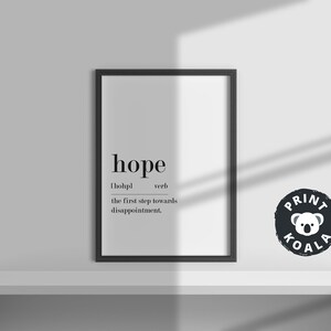 Hope Definition, Printable Wall Art, Hope Print, Hope Printable, Hope Lover Gift, Hope Wall Art, Wall Decor,Hope Sign Decor,Digital Download image 5