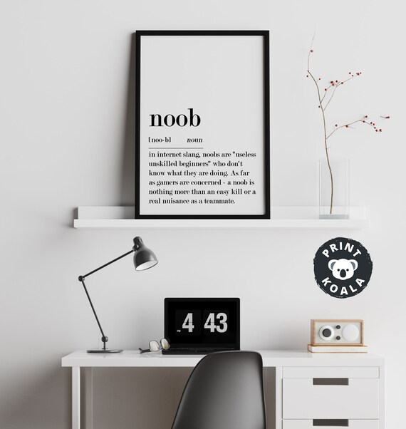 Noob Definition Print Game Room Wall Art Gaming Prints -  Israel