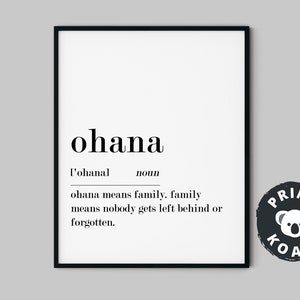 Ohana Definition Print: Hawaiian Family Quote (Instant Download)