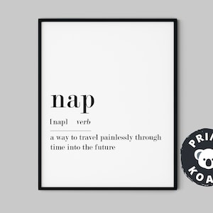 Funny Nap Definition Print: Minimalist Bedroom Wall Art (Digital Download)