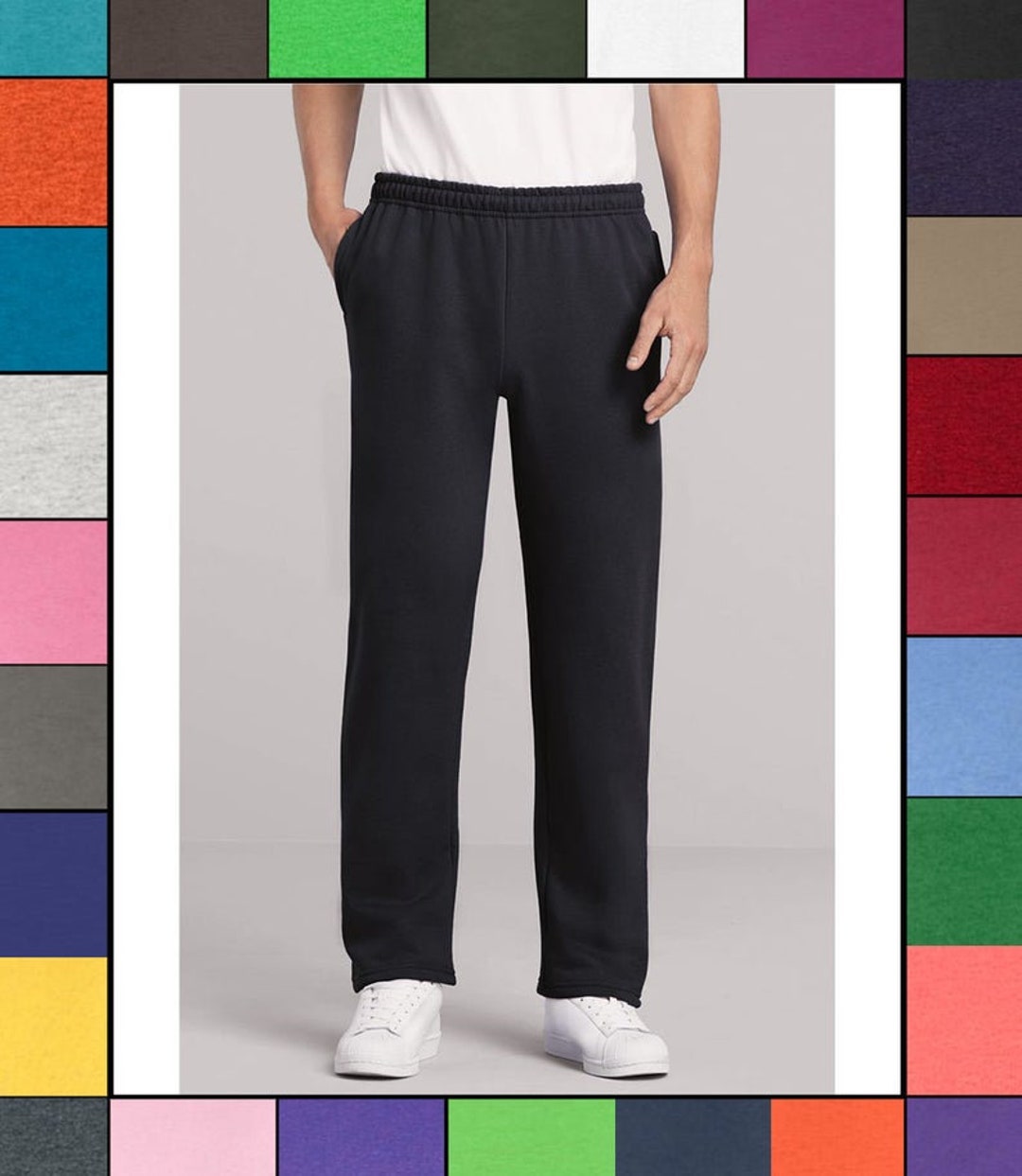 The Gildan Adult Heavy Blend 8 oz Open-Bottom Sweatpants with Pockets -  SPORT GREY - 4XL 