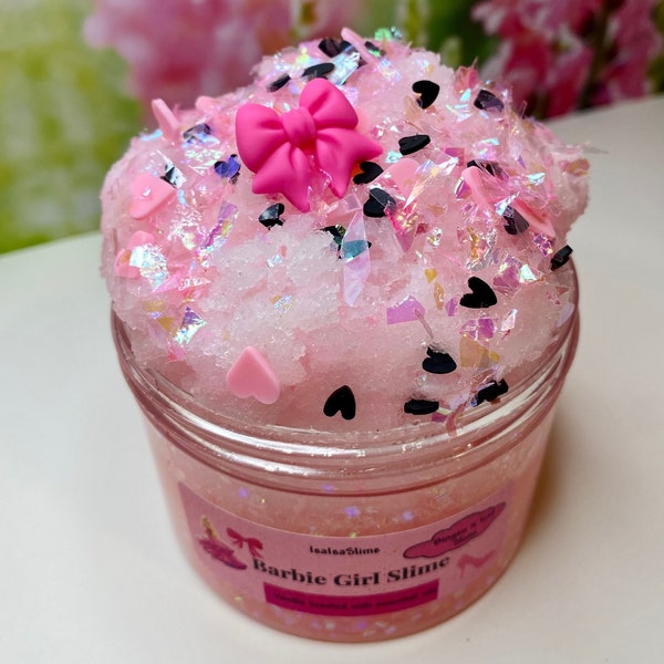 Barbie Girl Slime- slime, bingsu slime, Icee slime, bingsu beads, crunchy slime, Barbie slime, Barbie girl, fluffy, sparkling