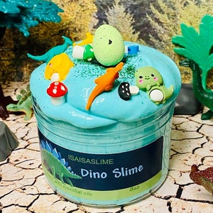 Dino Slime- slime, dinosaur slime, green slime, mushroom charms,