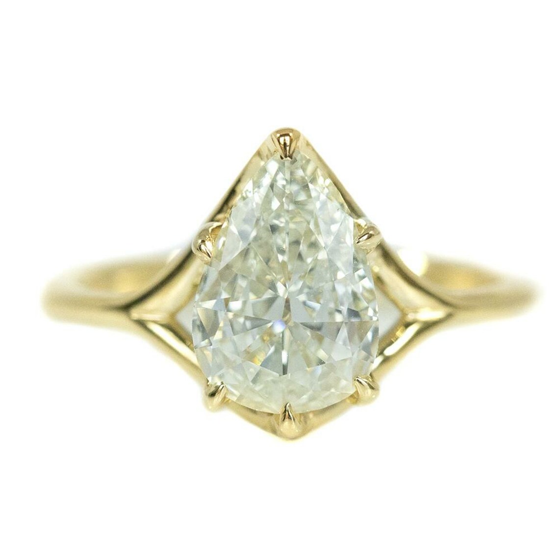 Bezel Set Pear Cut Ring 14K Gold Ring Engagement Ring Vintage Etsy UK