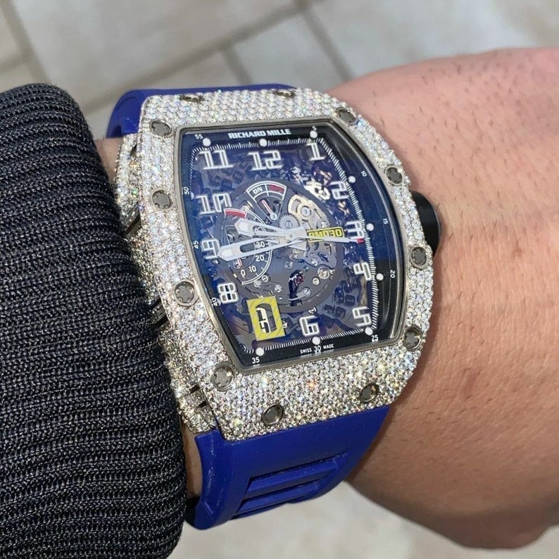 Luxury Iced Out Richard Mille Watch Moissanite Diamond Watch Etsy Canada