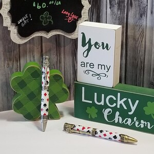 Wild Card Pen - 4 Suits Pen - Lady Luck Pen - Pewter Wild Card Pen - Gold Wild Card Pen - Twist Action Pen - Designer Card Pen - Unique Pen