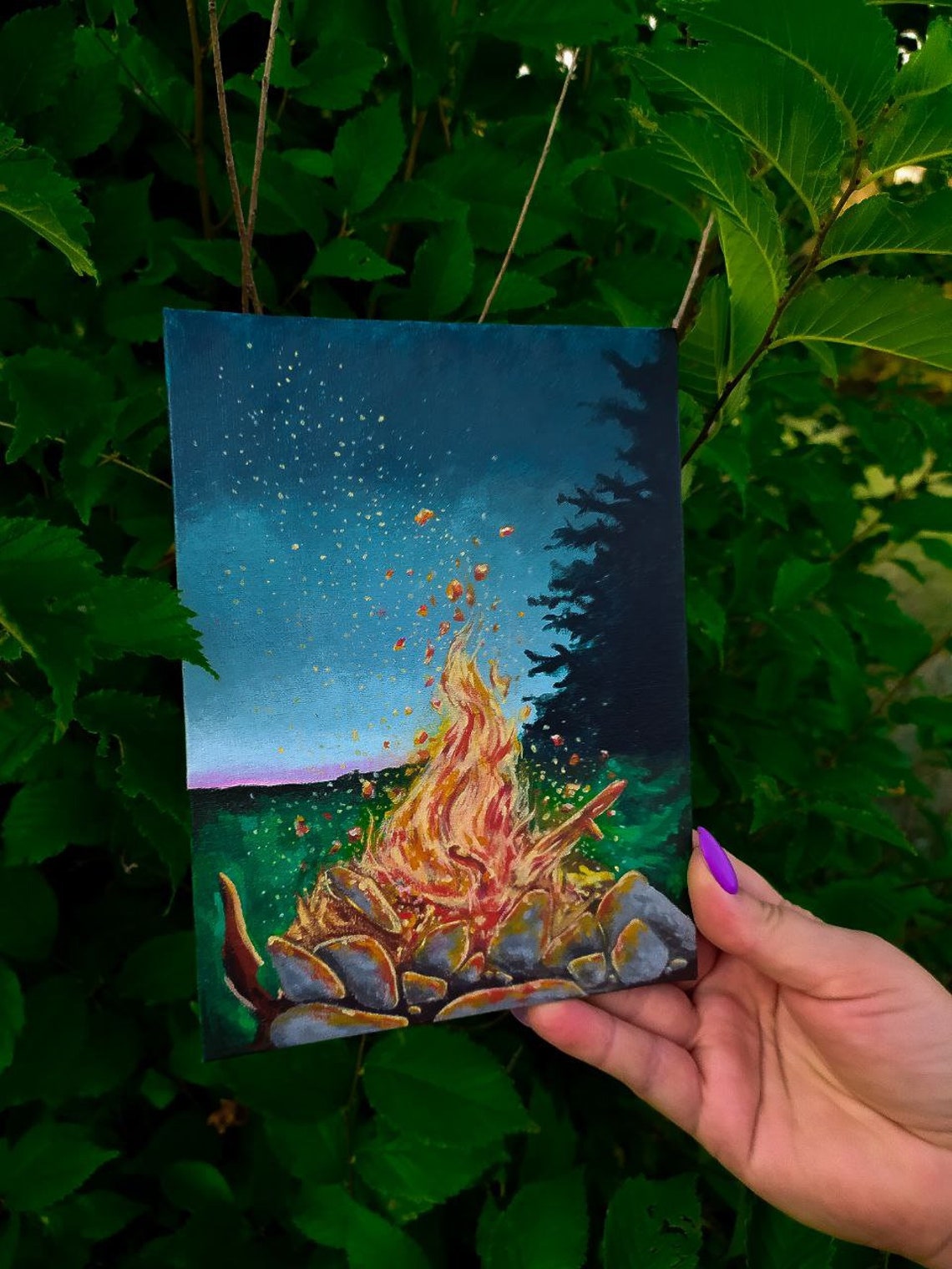 Fire painting acrylic paint painting handmade painting Etsy