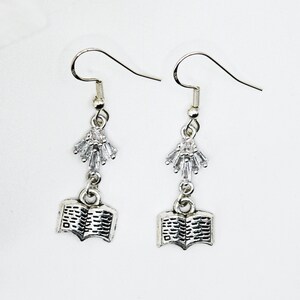 Bookish Rhinestone Earrings for a Book lover gift for her bookish earrings for a bookworm Book earrings 925 sterling silver earrings