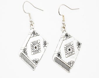 Book Earrings, Sterling Silver, Book of Shadows Charms