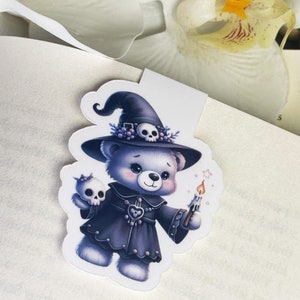 Cute Bear Witch Halloween Magnetic Bookmark Merch for Readers Halloween Cute Bookish Items Bookmark Gift for Readers