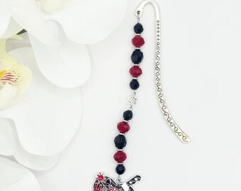 Halloween Beaded Hook Bookmark: Horror Knife Charm, Book Lover Gift