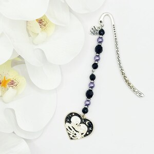 Skeleton Couple Beaded Bookmark: Spooky Book Lover Gift