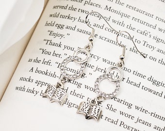 Orecchini a forma di libro in argento sterling: ciondolo a forma di manetta, gioielli per amanti dei libri - Italia