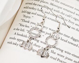 Orecchini Libro Con Cane In Argento Sterling 925 - Gioiello Per Amanti Dei Libri E Insegnanti