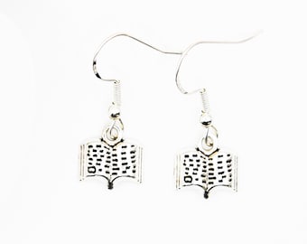 Sterling Silver Book Earrings: Bookish Jewelry Gift