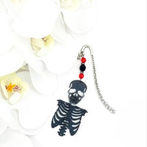 Beaded Skeleton Hook Bookmark: Book Lover Gift