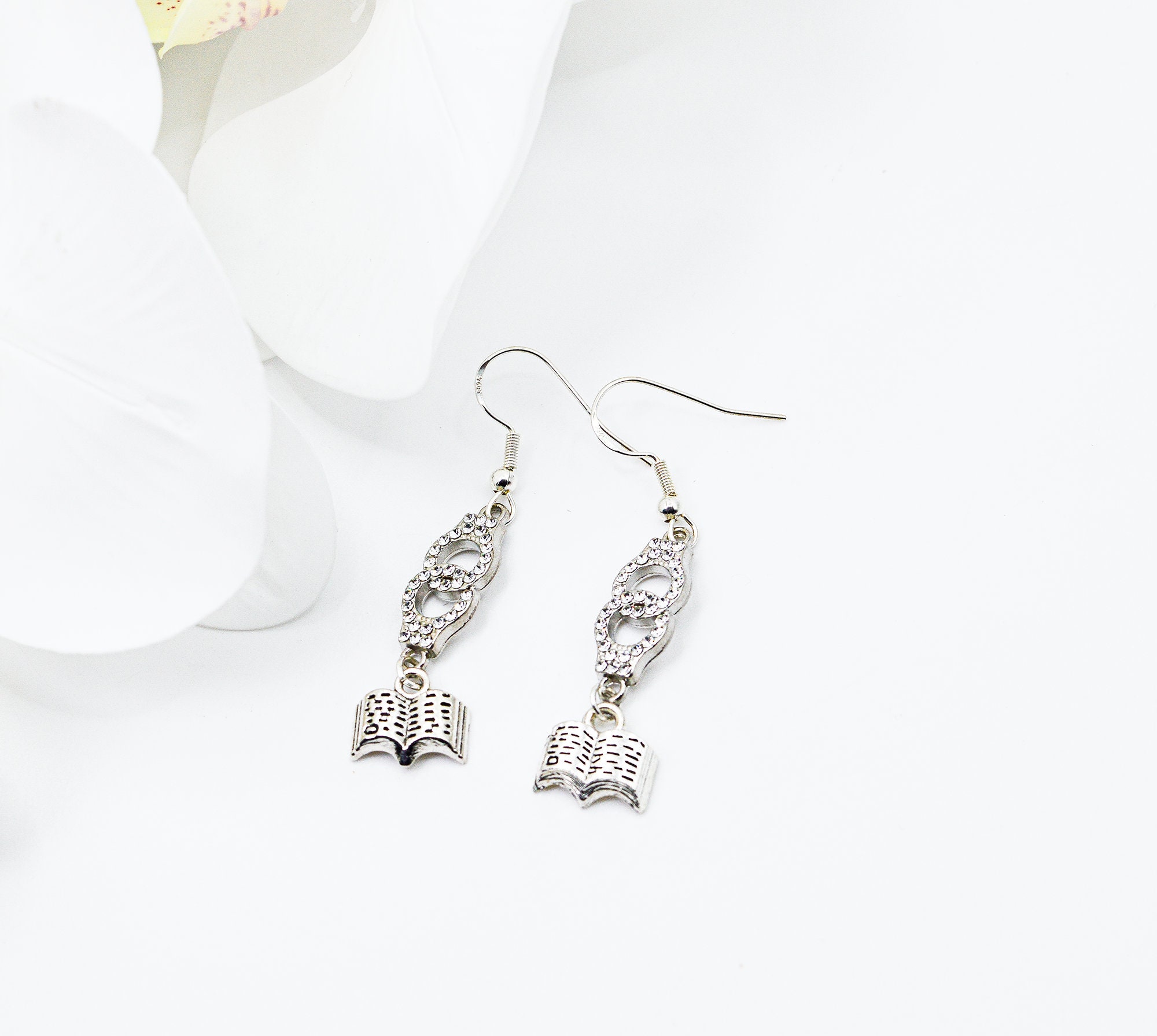 Orecchini a forma di libro in argento sterling: gioielli per