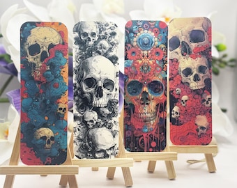 Skulls laminated bookmarks for a fantasy gothic reader spooky bookmarks halloween  unique book merch