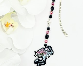 Skeleton Angel Beaded Bookmark: Halloween Book Lover Gift